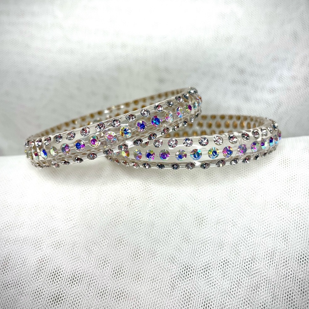 Kirks Folly clear acrylic Swarovski Crystal bangles